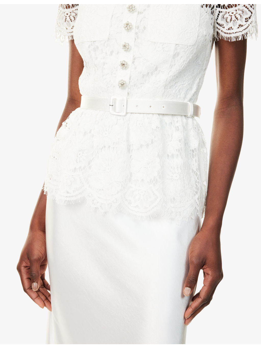 Contrast-Satin Lace Woven Maxi Dress - 5