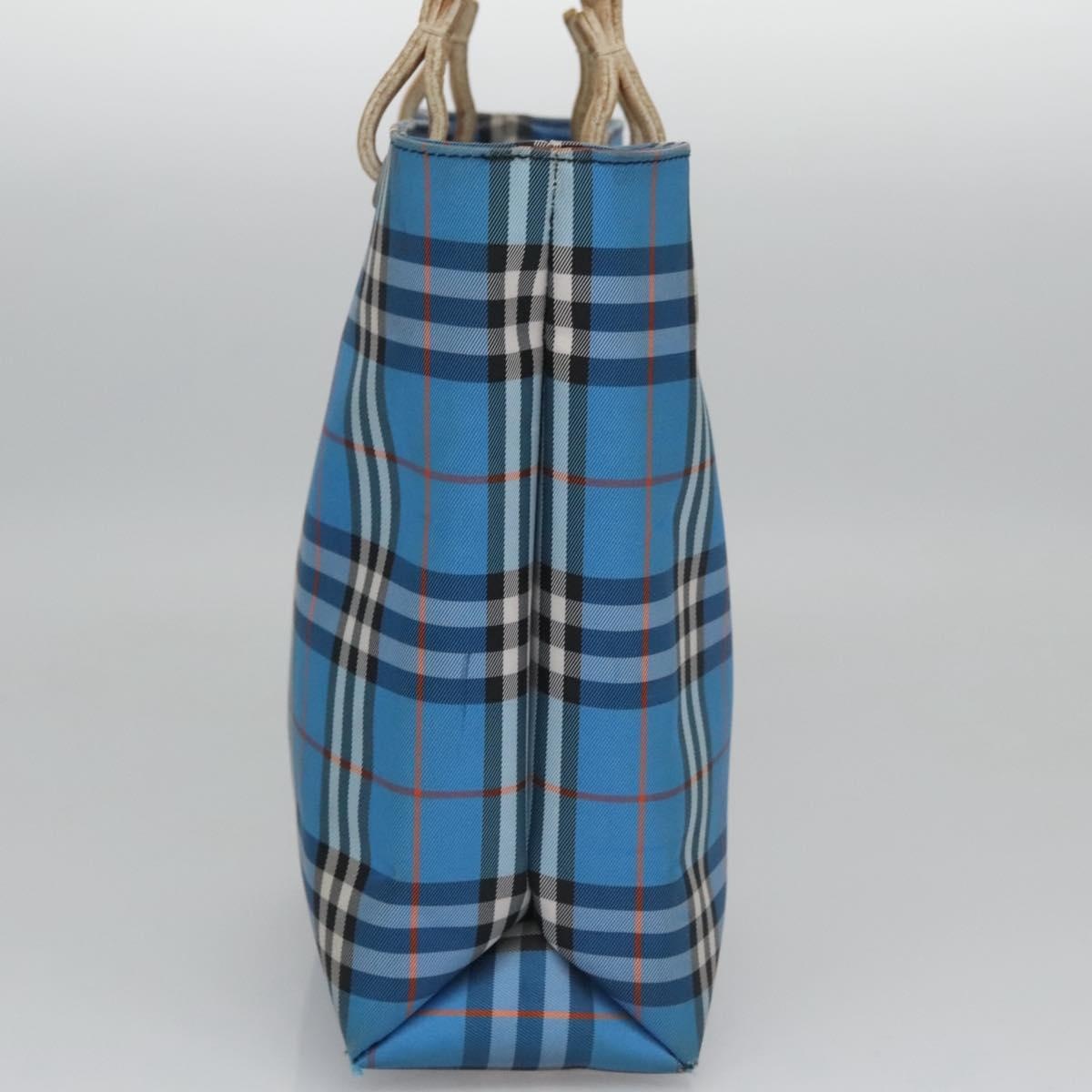 Burberry Nova Check Hand Bag Nylon Blue - 4