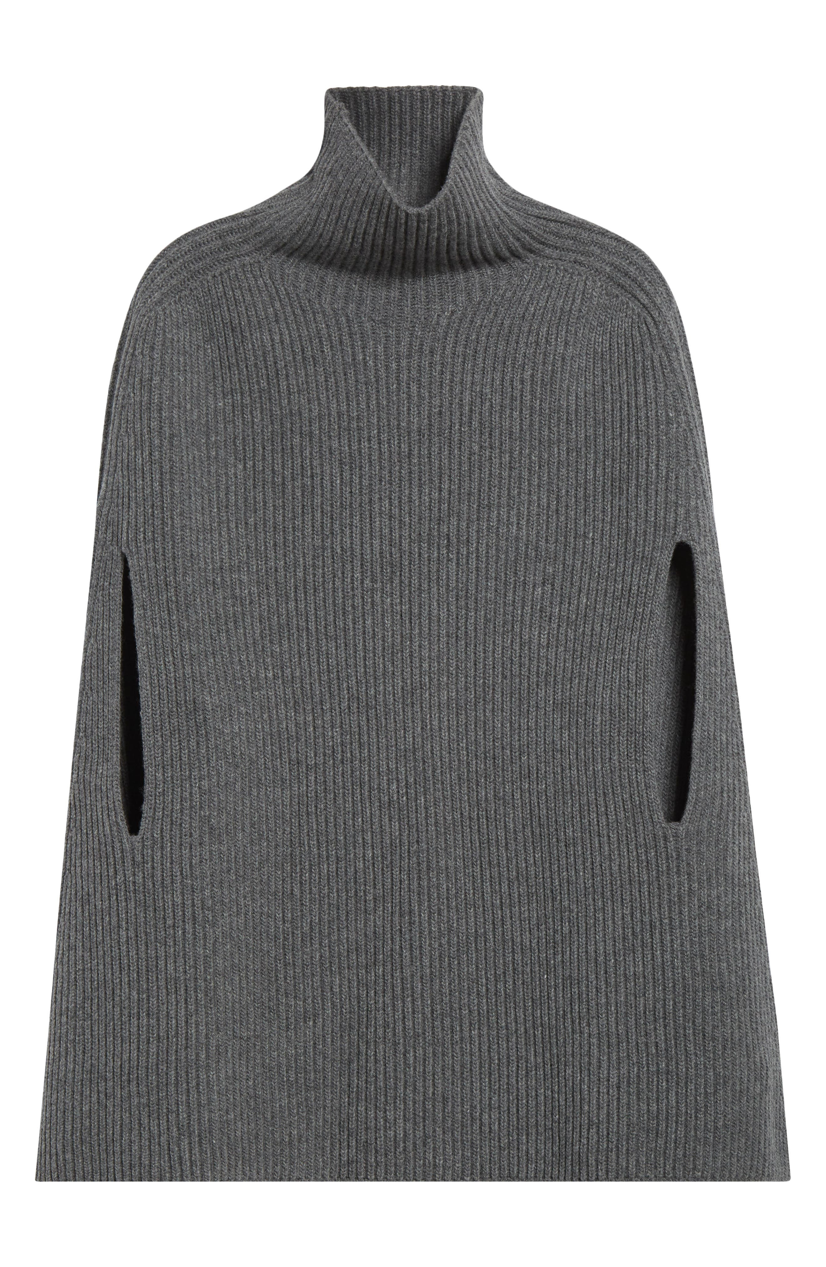 Jil Sander Funnel Neck Wool Rib Cape in Koala at Nordstrom - 6