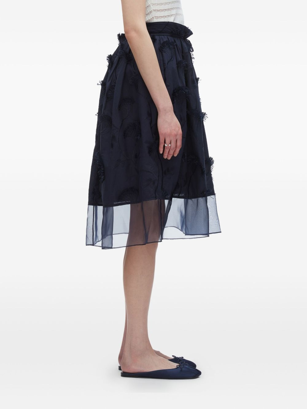 embroidered layered midi skirt - 4