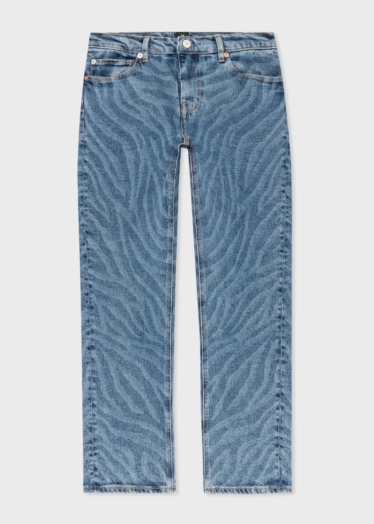 Mid-Wash Straight-Leg Zebra Jeans - 1
