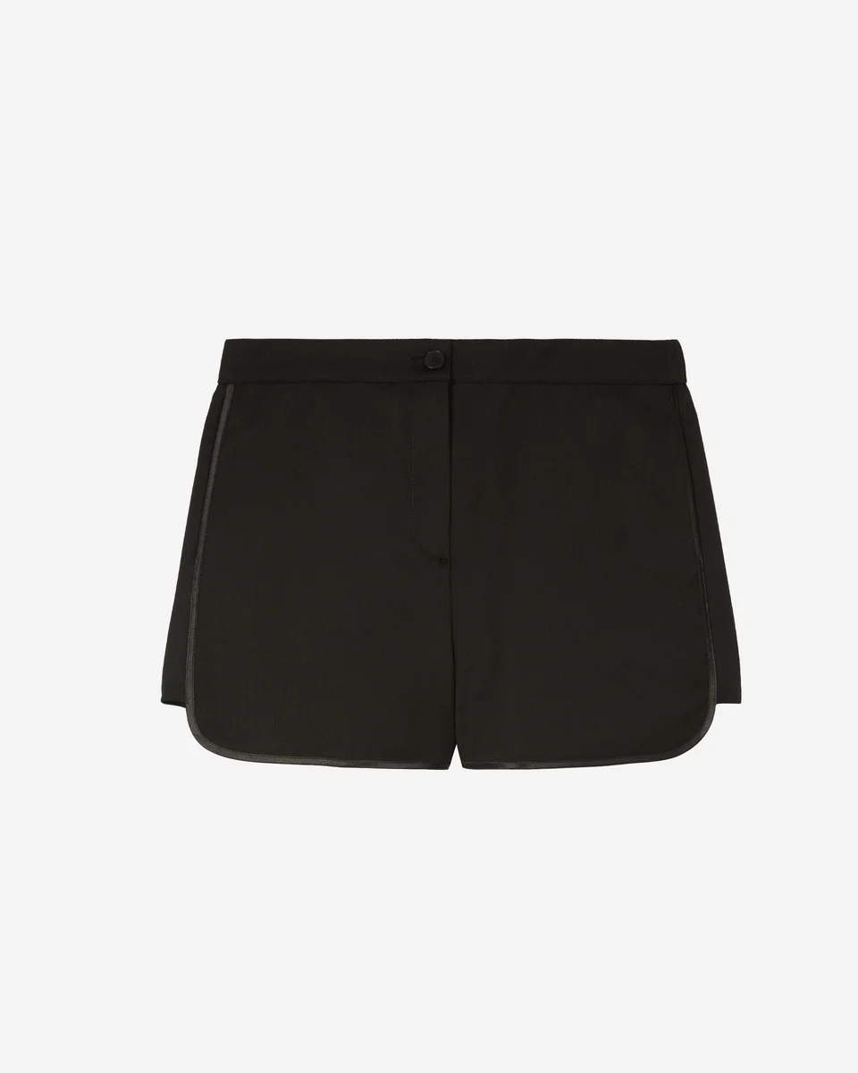 BLACK WOOL SHORTS - 1