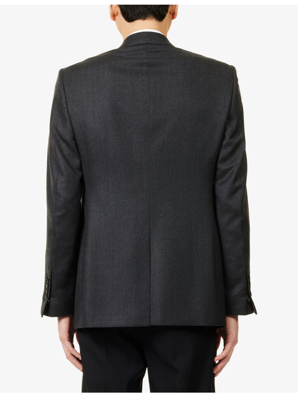 Herringbone Peak-Lapels Wool Blazer - 4