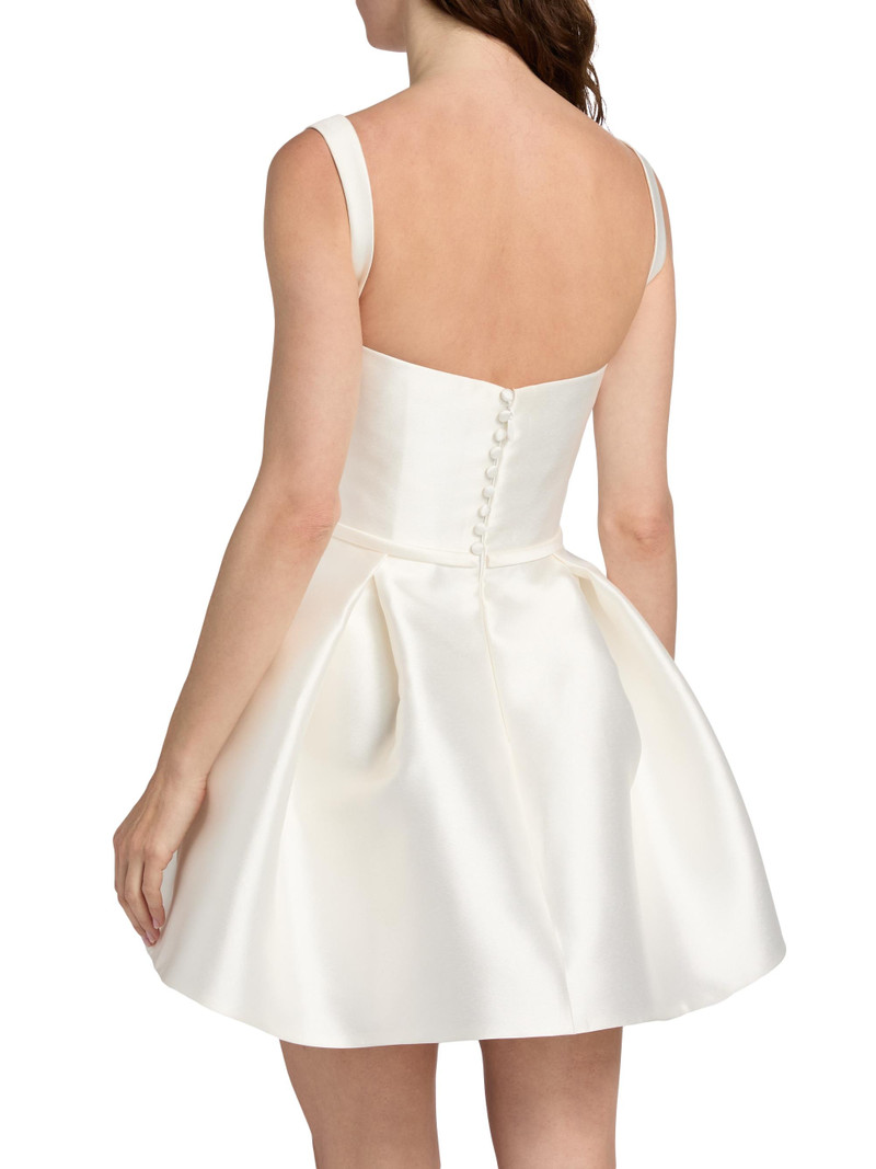 Women's Satin Mini Fit & Flare Cocktail Dress - Ivory 5