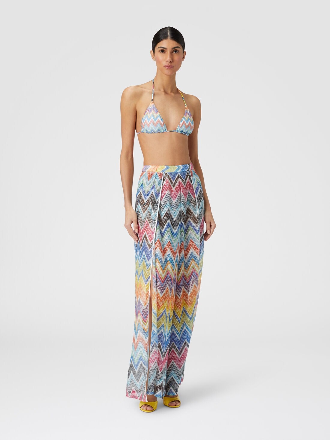 Palazzo trousers with zigzag print and lurex - 2