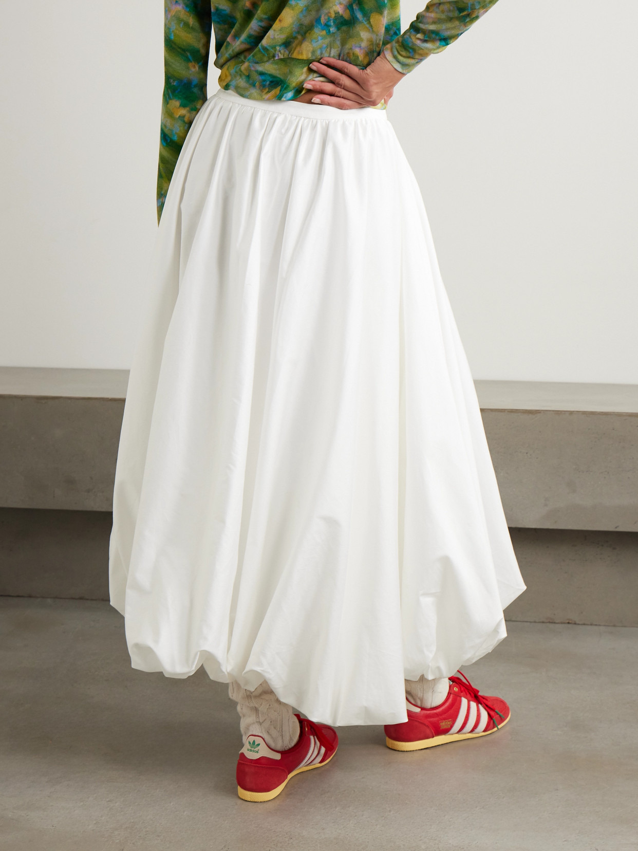 Pleated Cotton-poplin Midi Skirt - 3