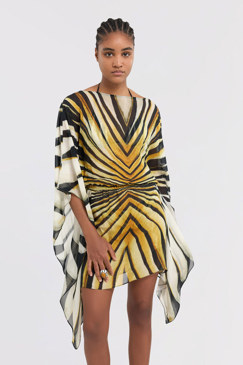 Ray Of Gold Print Kaftan Dress Silk 5
