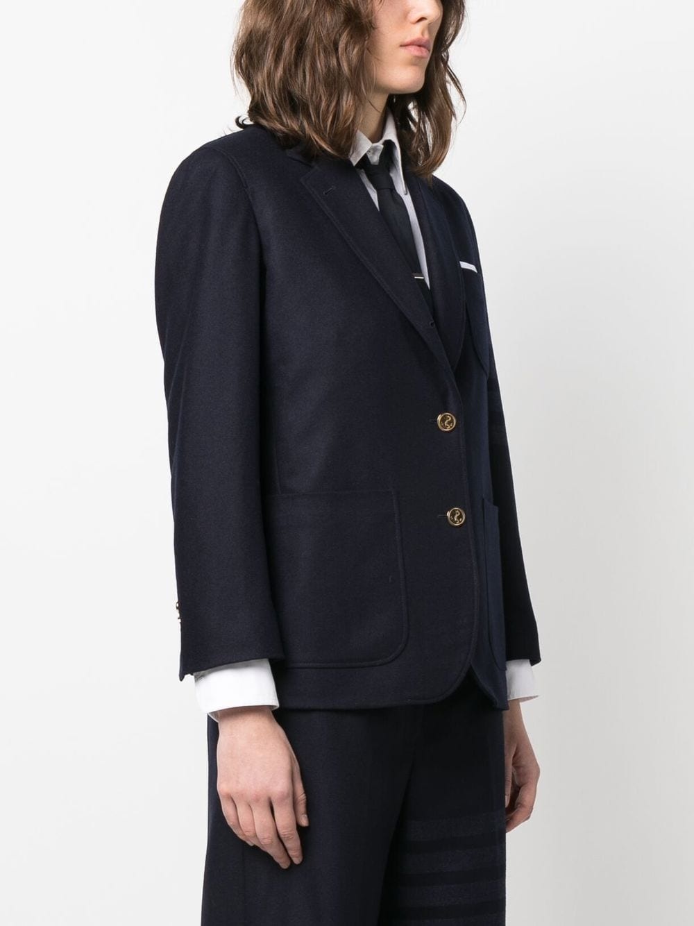 single-breasted stripe-sleeve blazer - 3