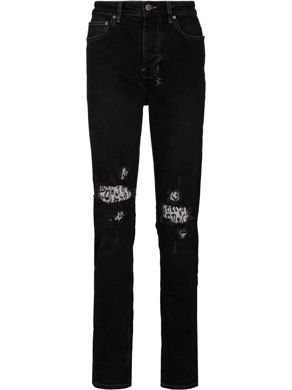 Chitch Leopard Patch distressed slim-fit jeans - 1