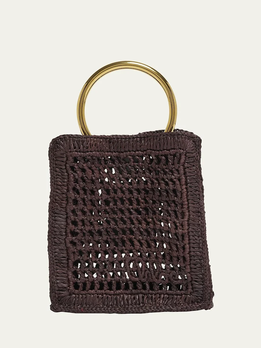 Summer Banana Tote Bag in Crochet Paper and Leather - 1