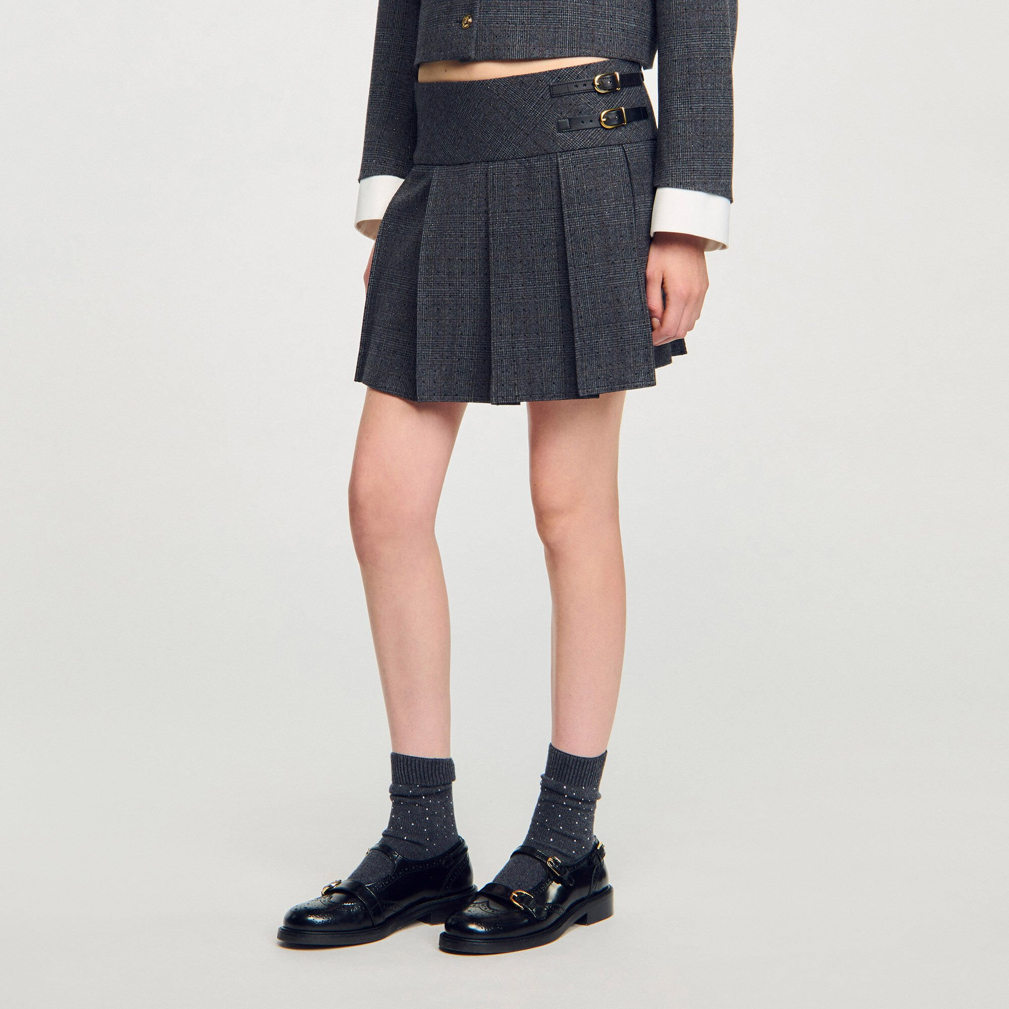 MINI RHINESTONE SUIT SKIRT - 4