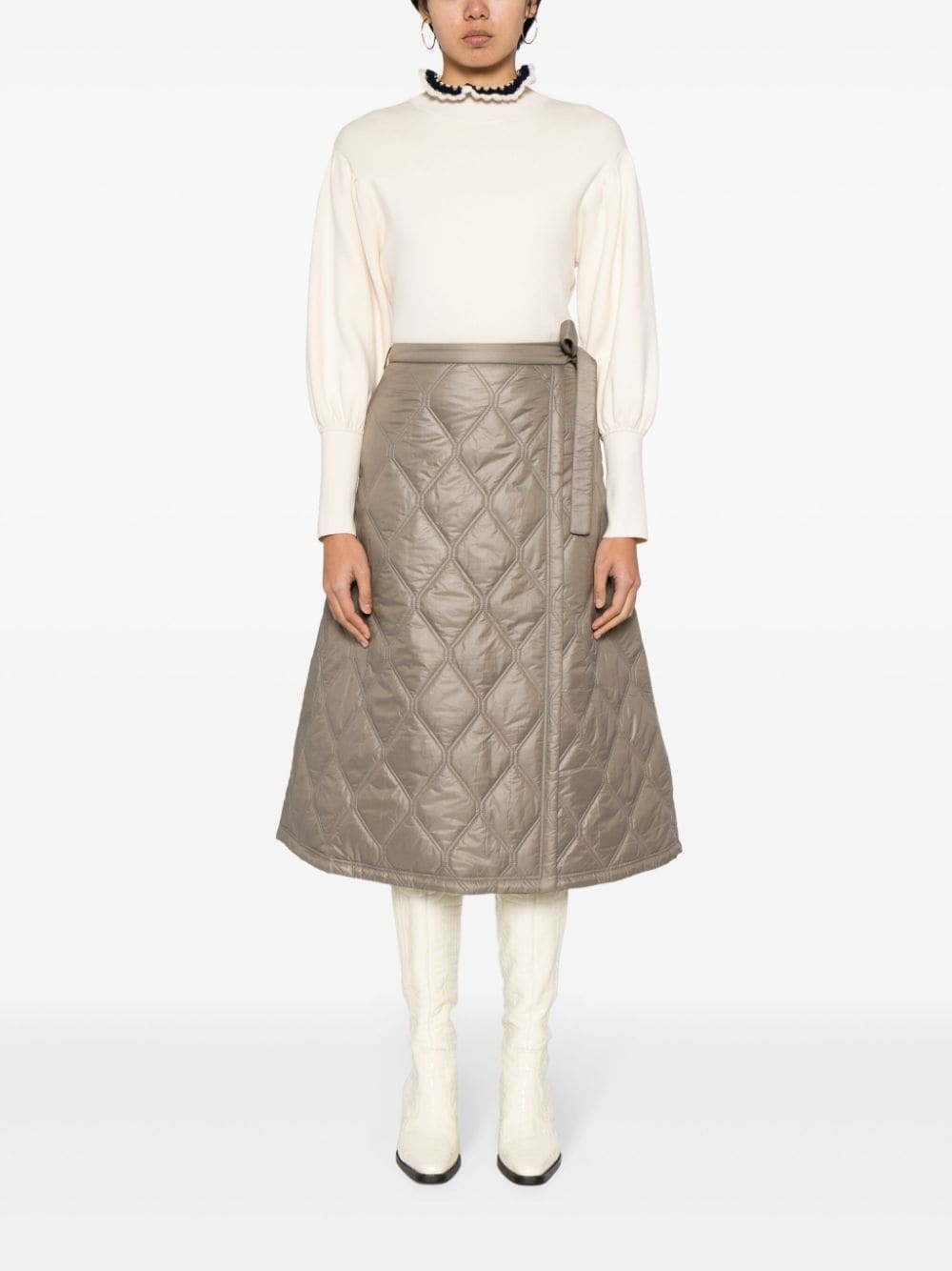 quilted wrap midi skirt - 2