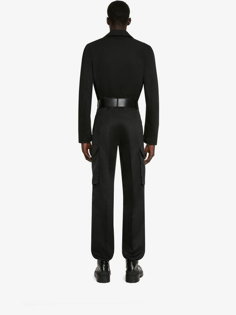 Men's Military Wide Leg Trousers in Black 4