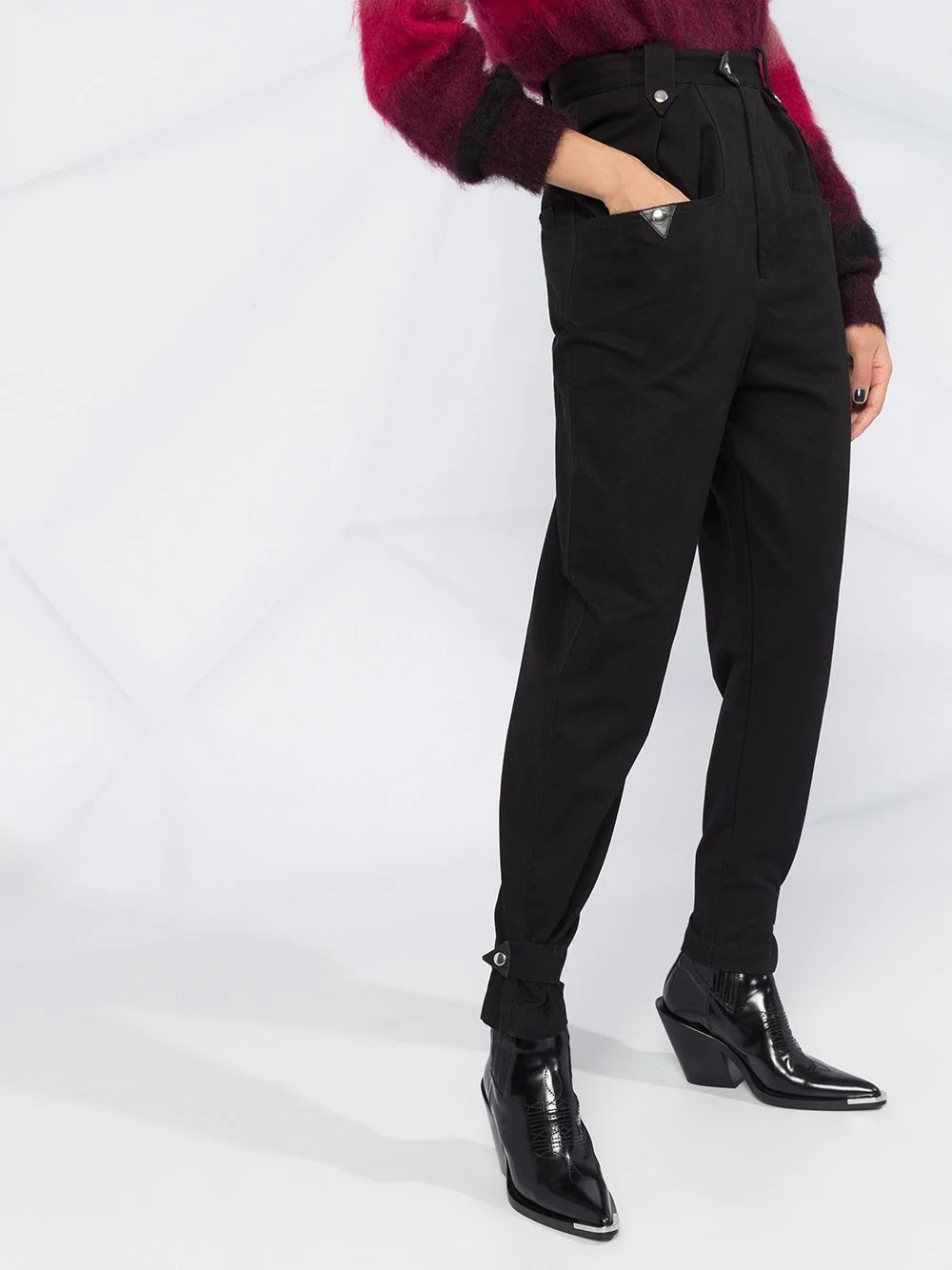 high-waisted tapered cotton trousers - 5