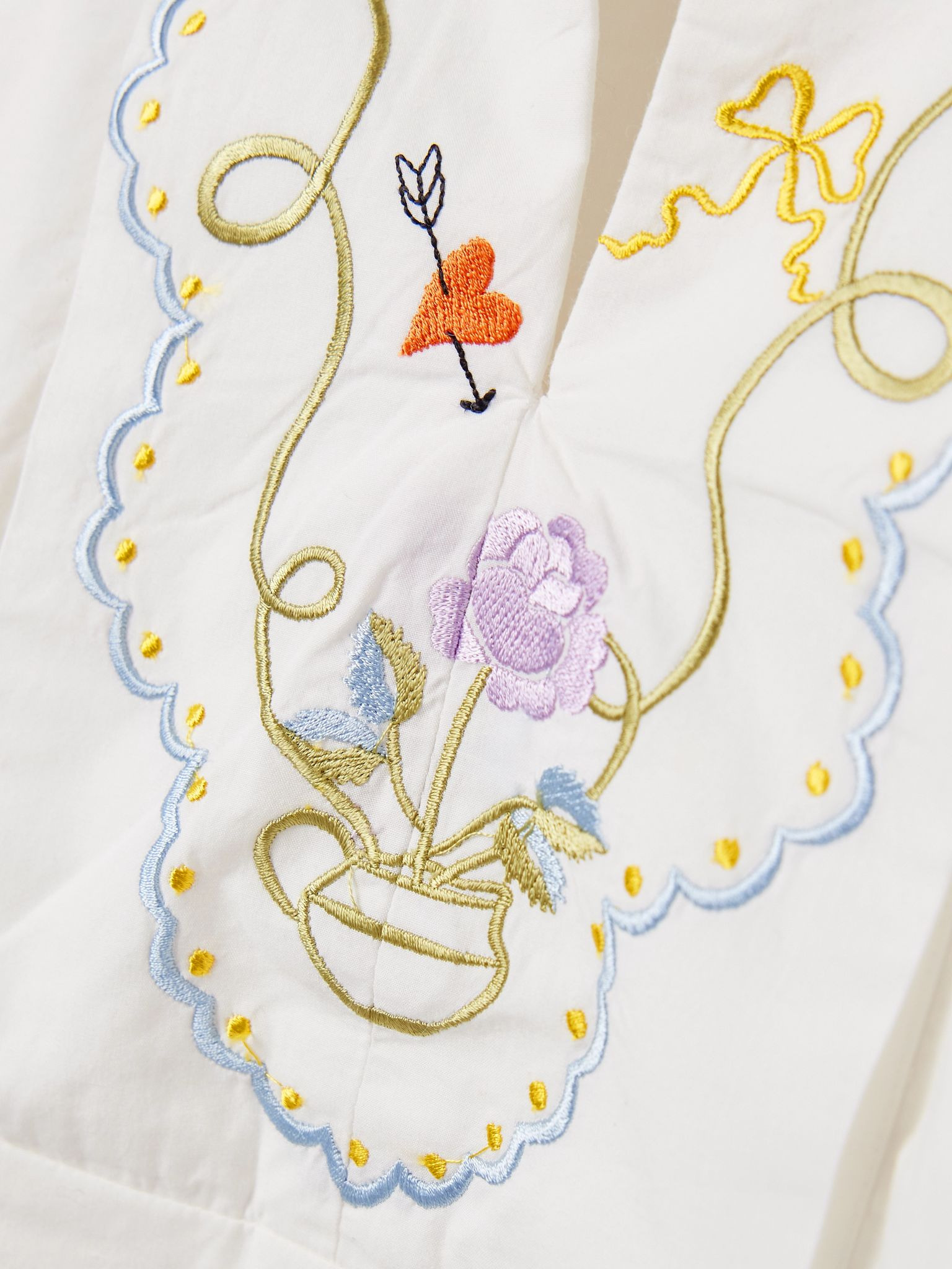 Giulia oversized embroidered organic cotton-poplin blouse Cream - 4