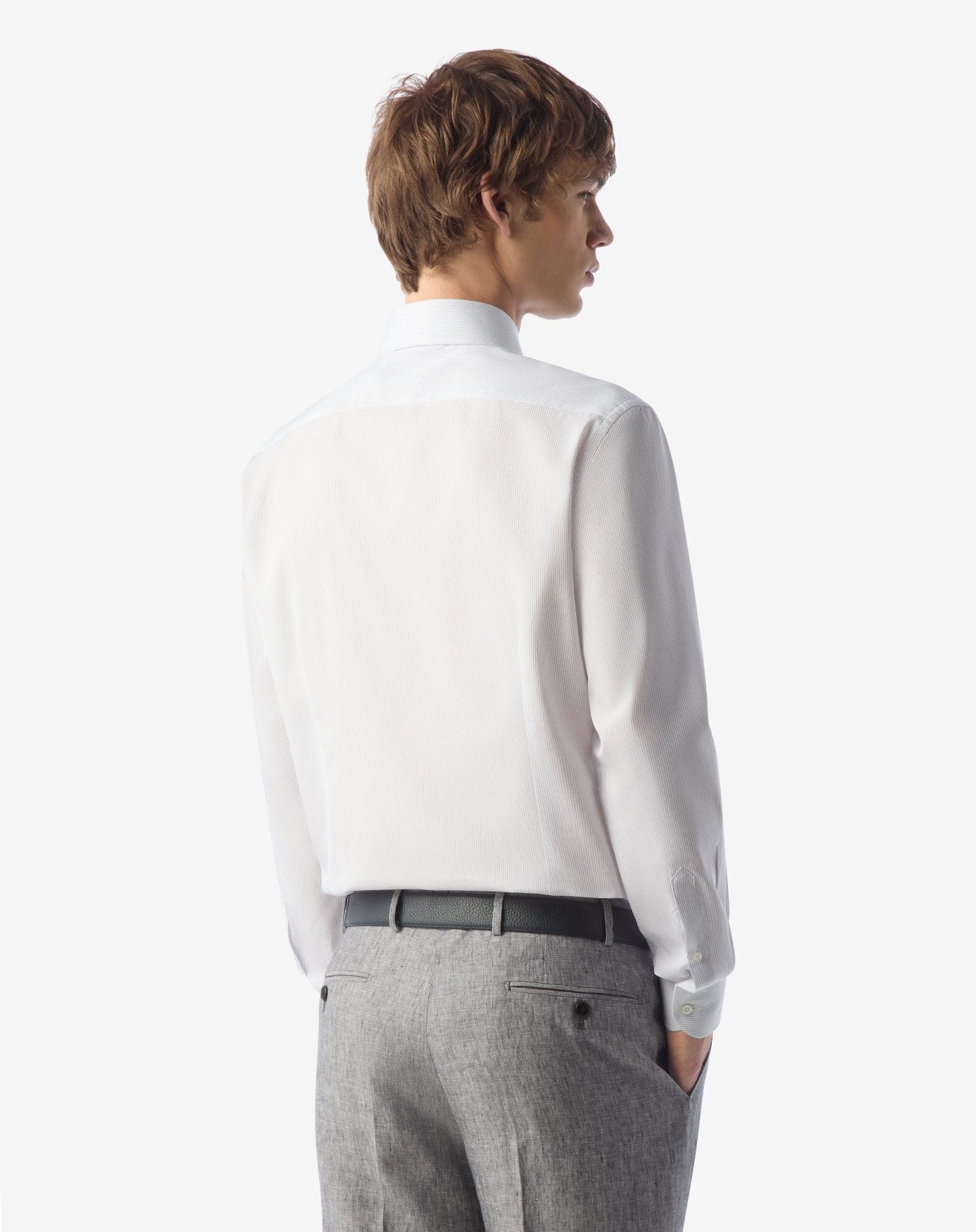 White cotton shirt with blue stripes - 3