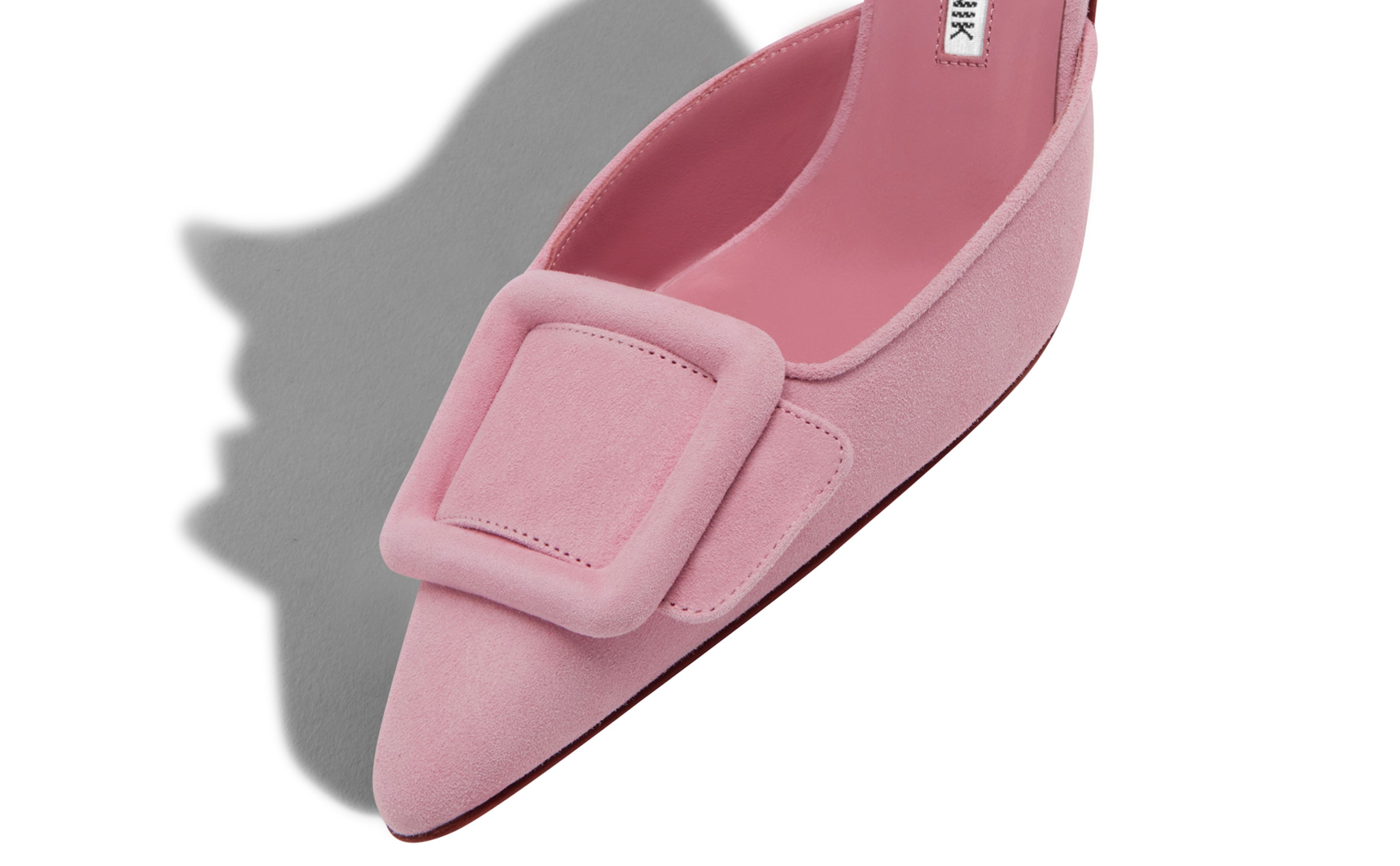 Baby Pink Suede Buckle Detail Mules - 4