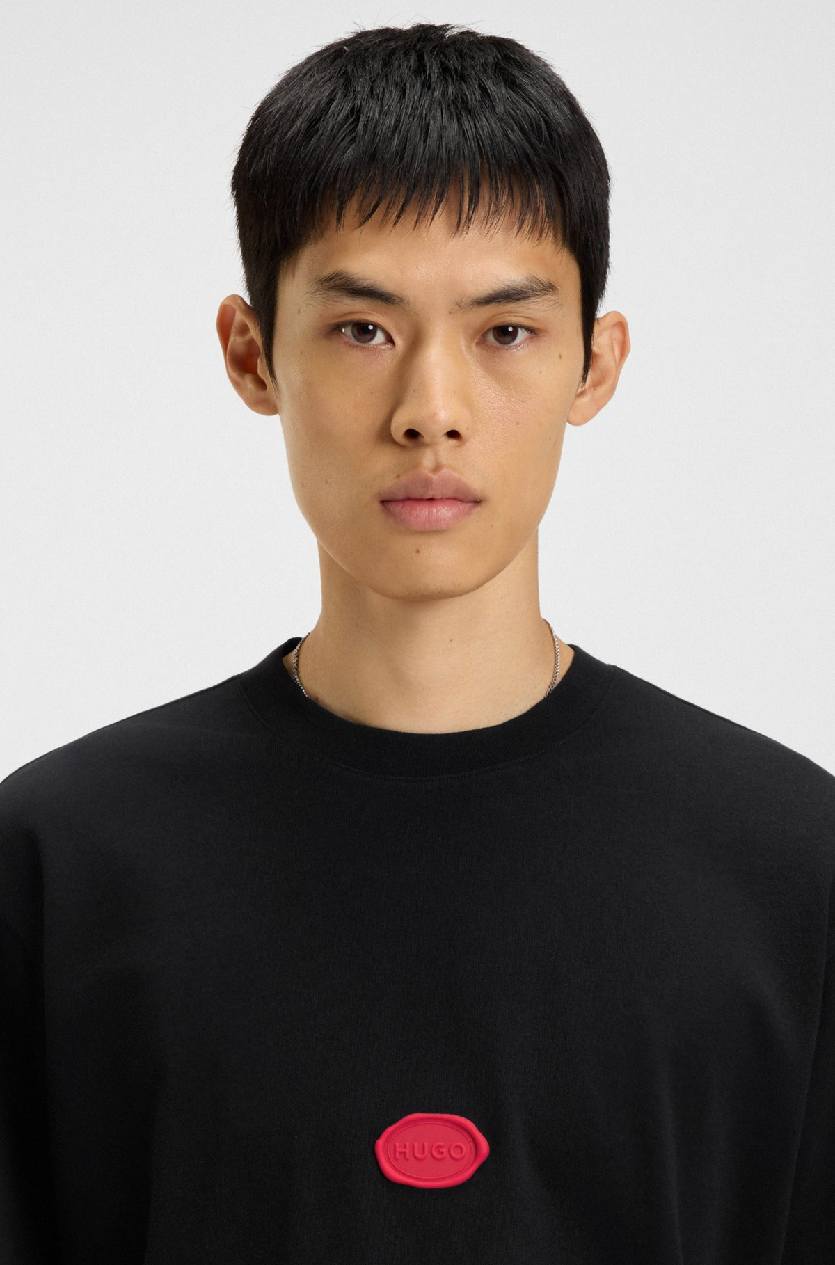 COTTON JERSEY T-SHIRT WITH CURVED LOGO - 3
