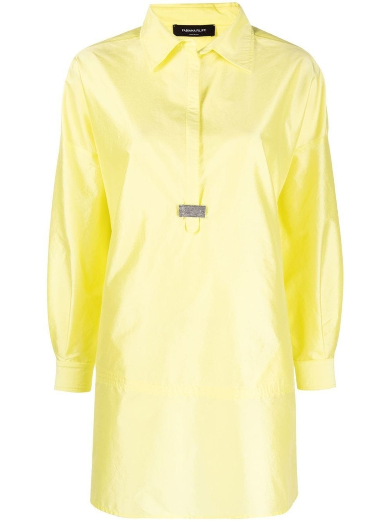 long-sleeved satin mini shirtdress 1