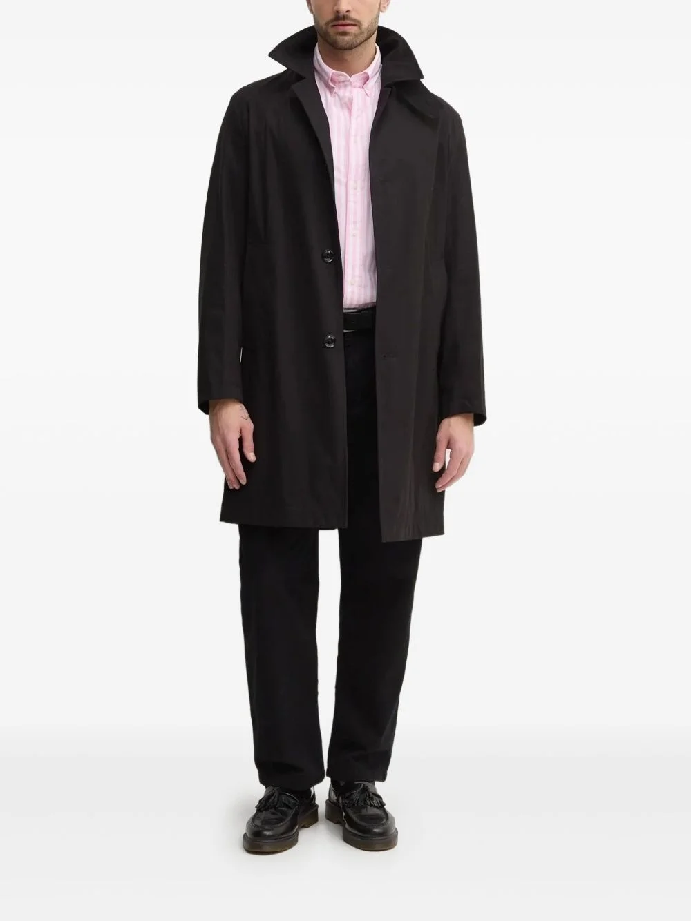 button-fastening classic-collar coat - 1