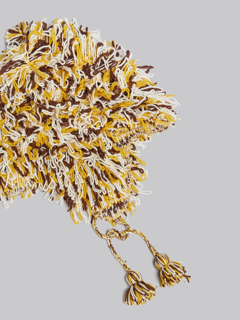 WHITE BROWN AND YELLOW SHAGGY AVIATOR HAT - 4