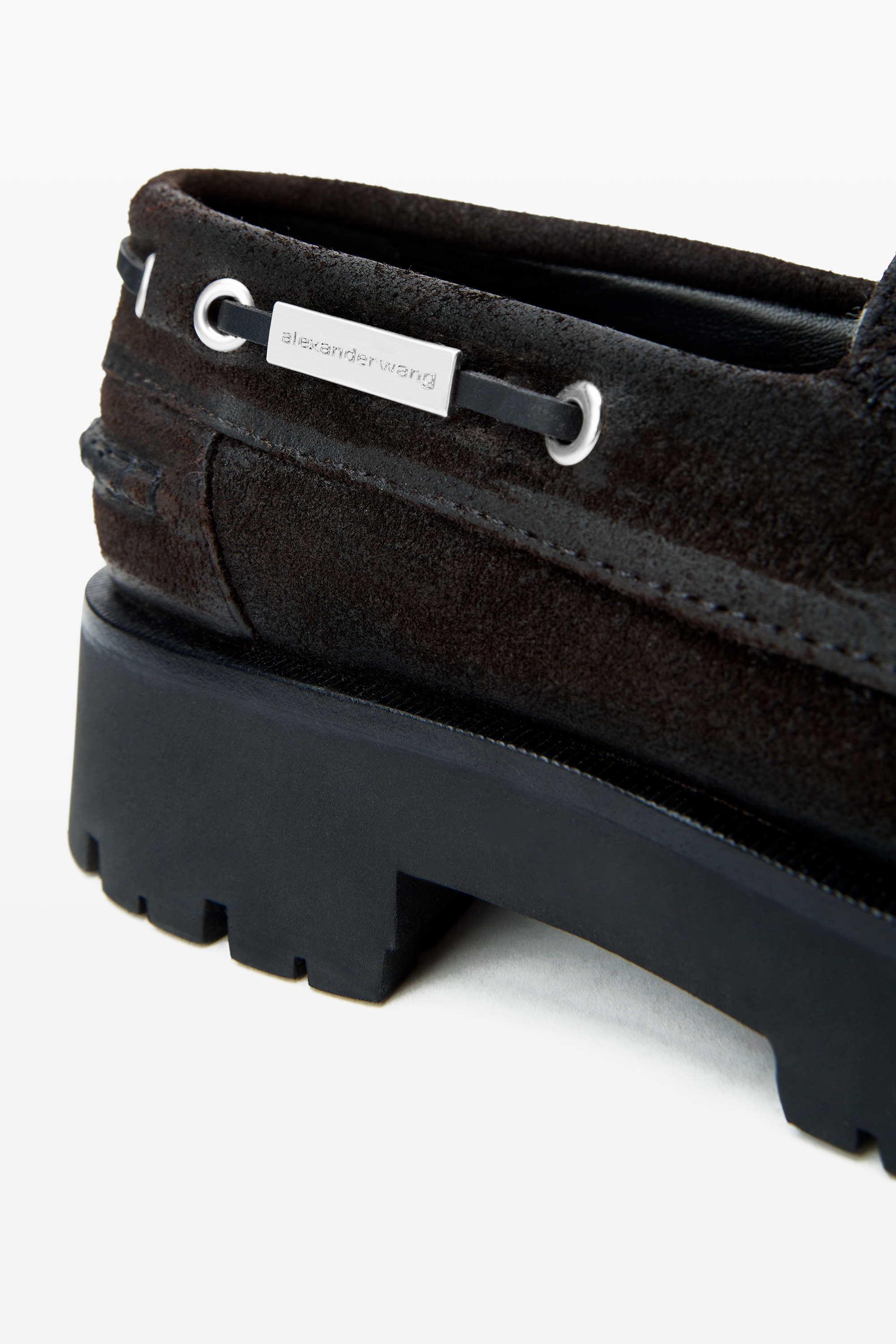 brown waxed suede carson boat loafers - 3
