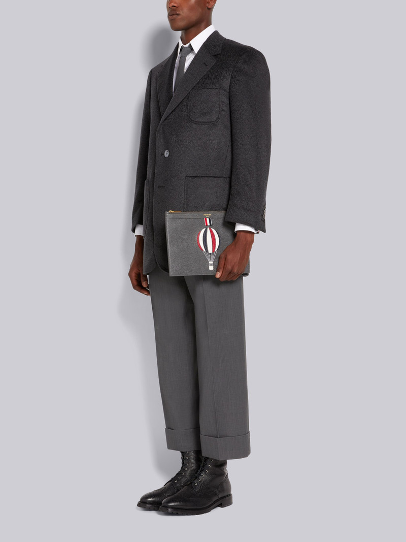 Dark Grey Pebble Grain Leather Hot Air Balloon Applique Small Document Holder 4