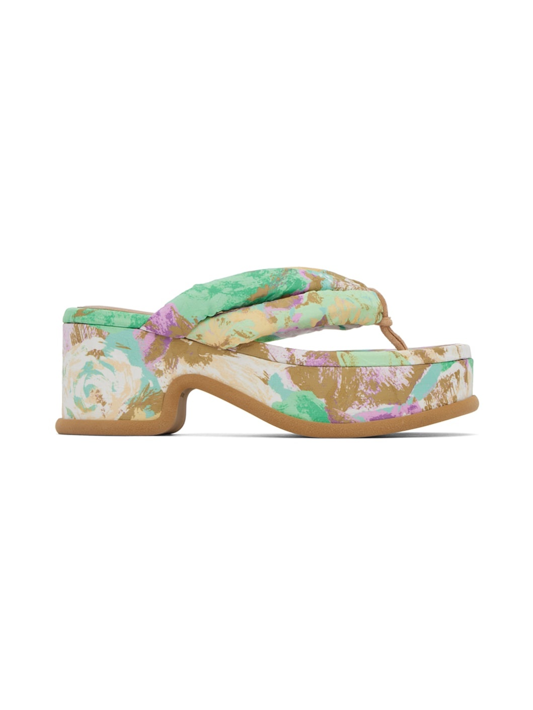 Multicolor Printed Platform Heeled Sandals - 1