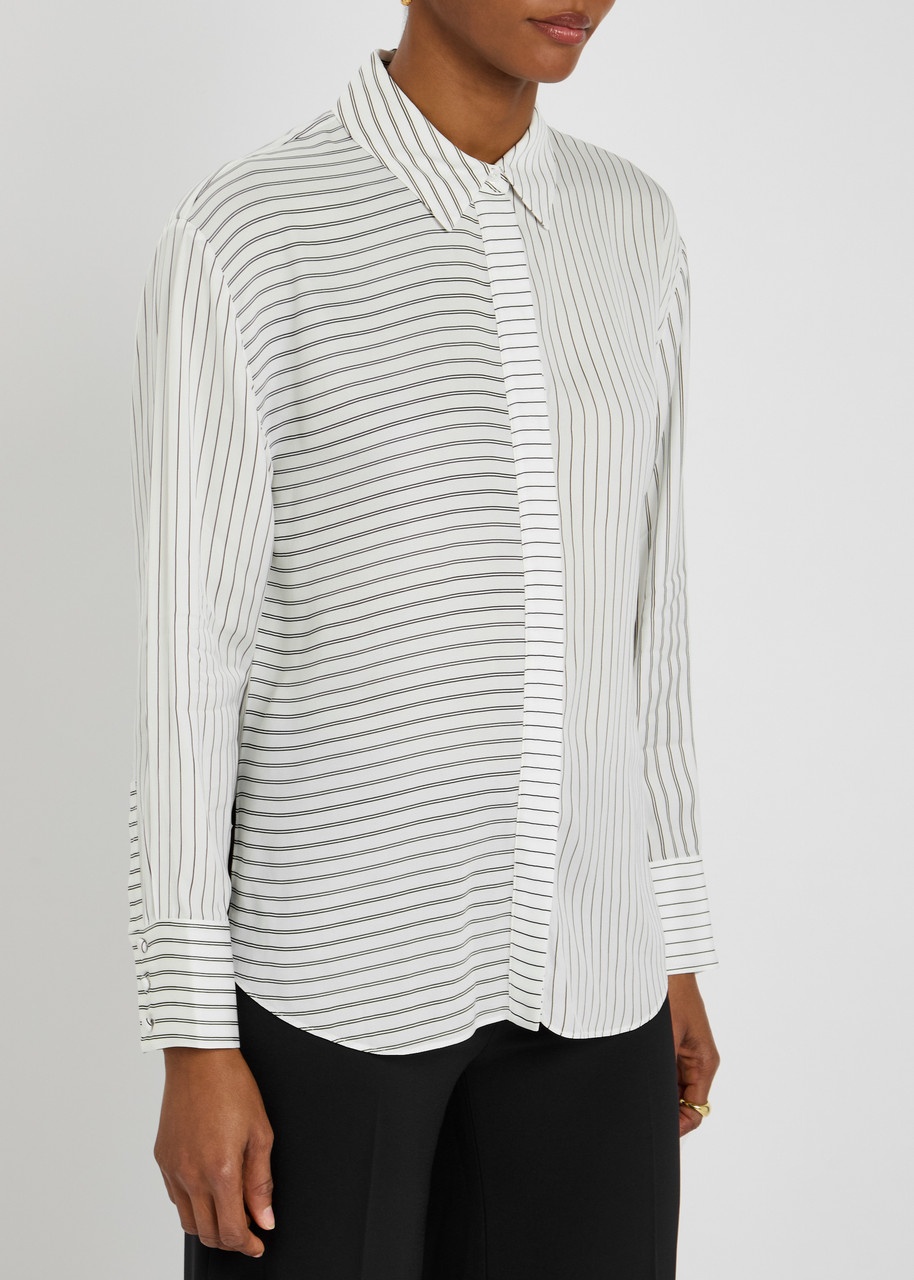 Alice + Olivia Dimitra Striped Satin Shirt - 2