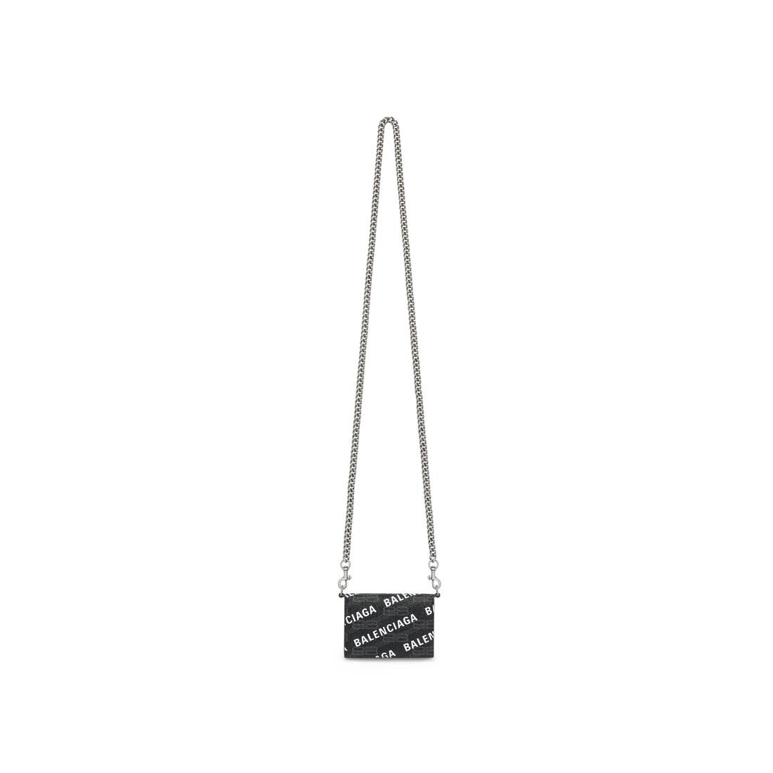 Women's Signature Mini Wallet On Chain Bb Monogram Coated Canvas And Allover Logo in Black - 1