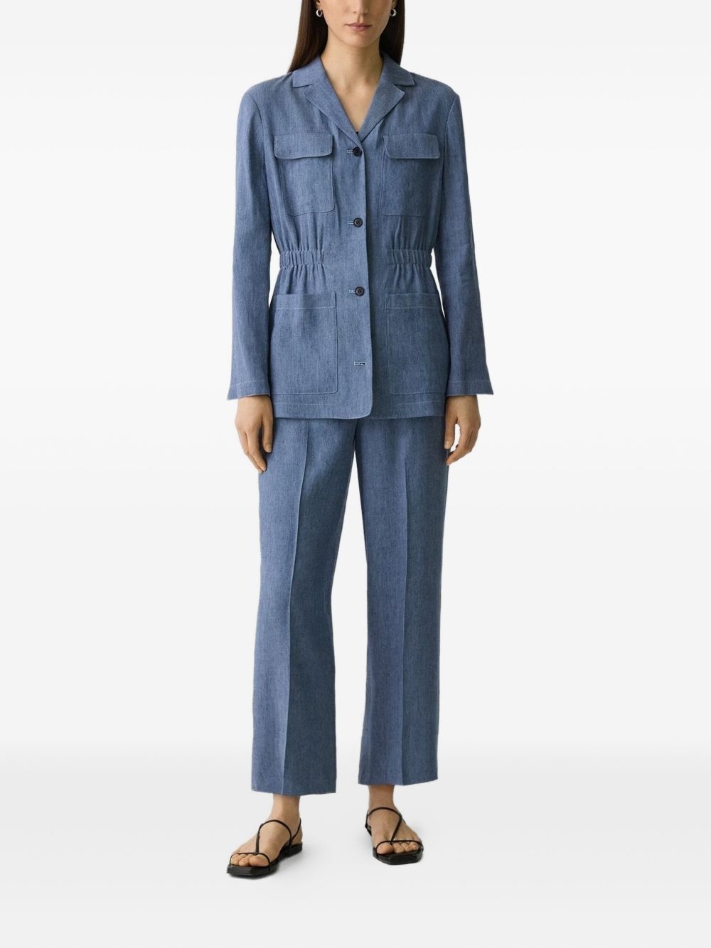 drawstring linen jacket - 2