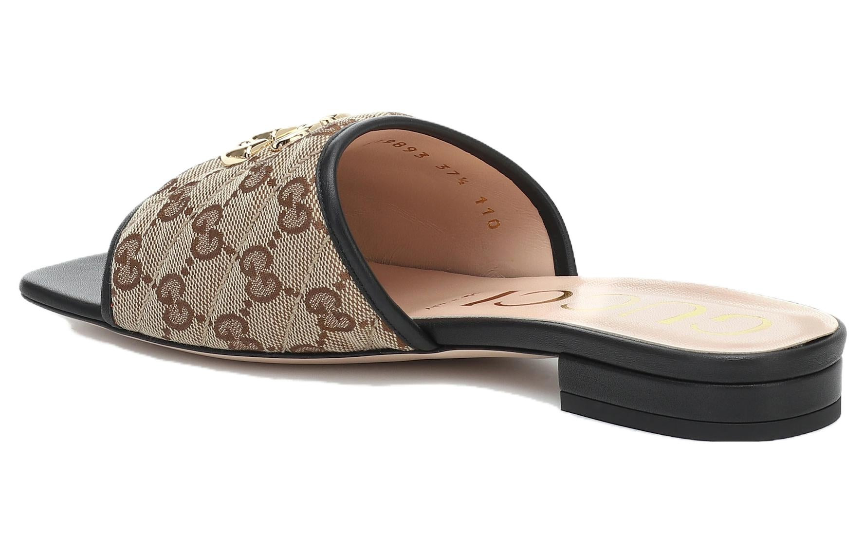 (WMNS) Gucci Double g Canvas Slippers Ebony 619893-KQWM0-9765 - 3