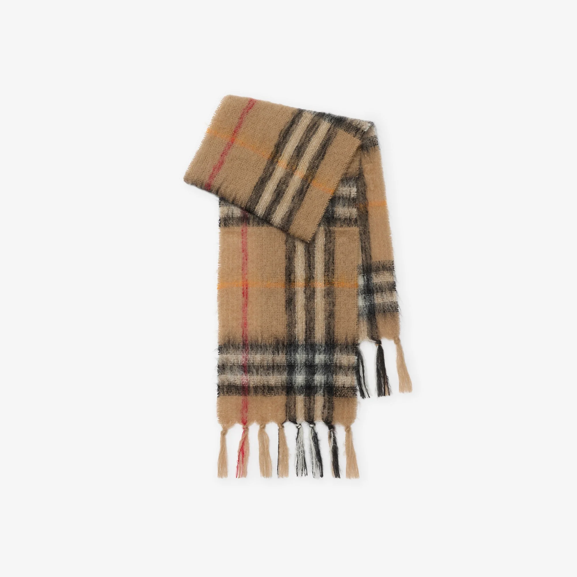 Check Mohair Wool Scarf - 1