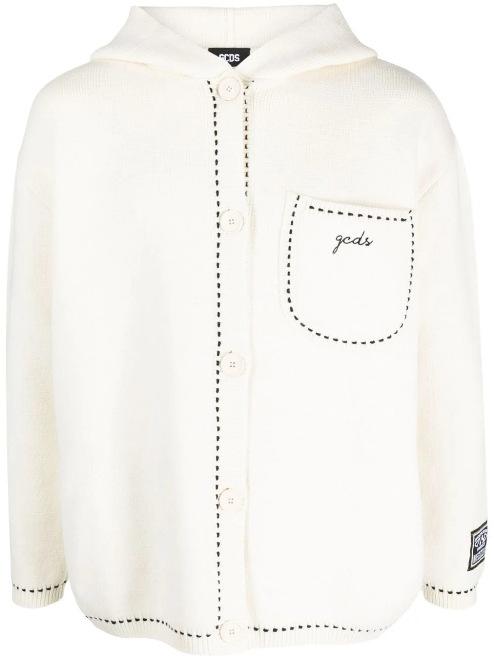 logo-embroidered hooded jacket - 1