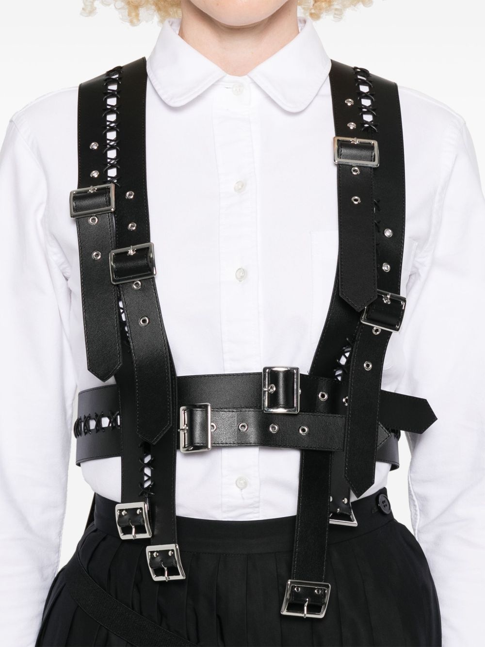faux-leather harness vest - 5