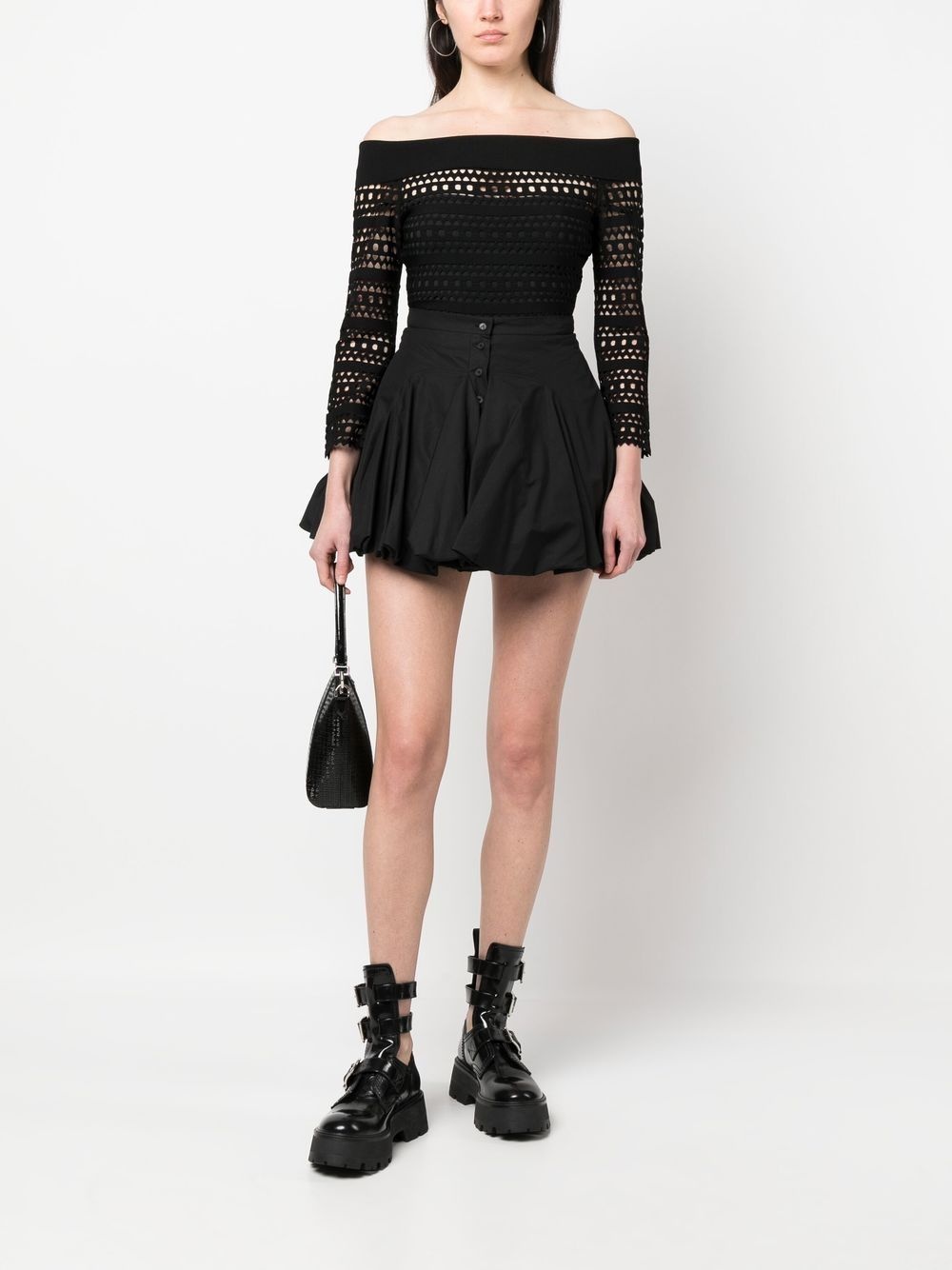 open-knit off-shoulder longsleeved top - 2