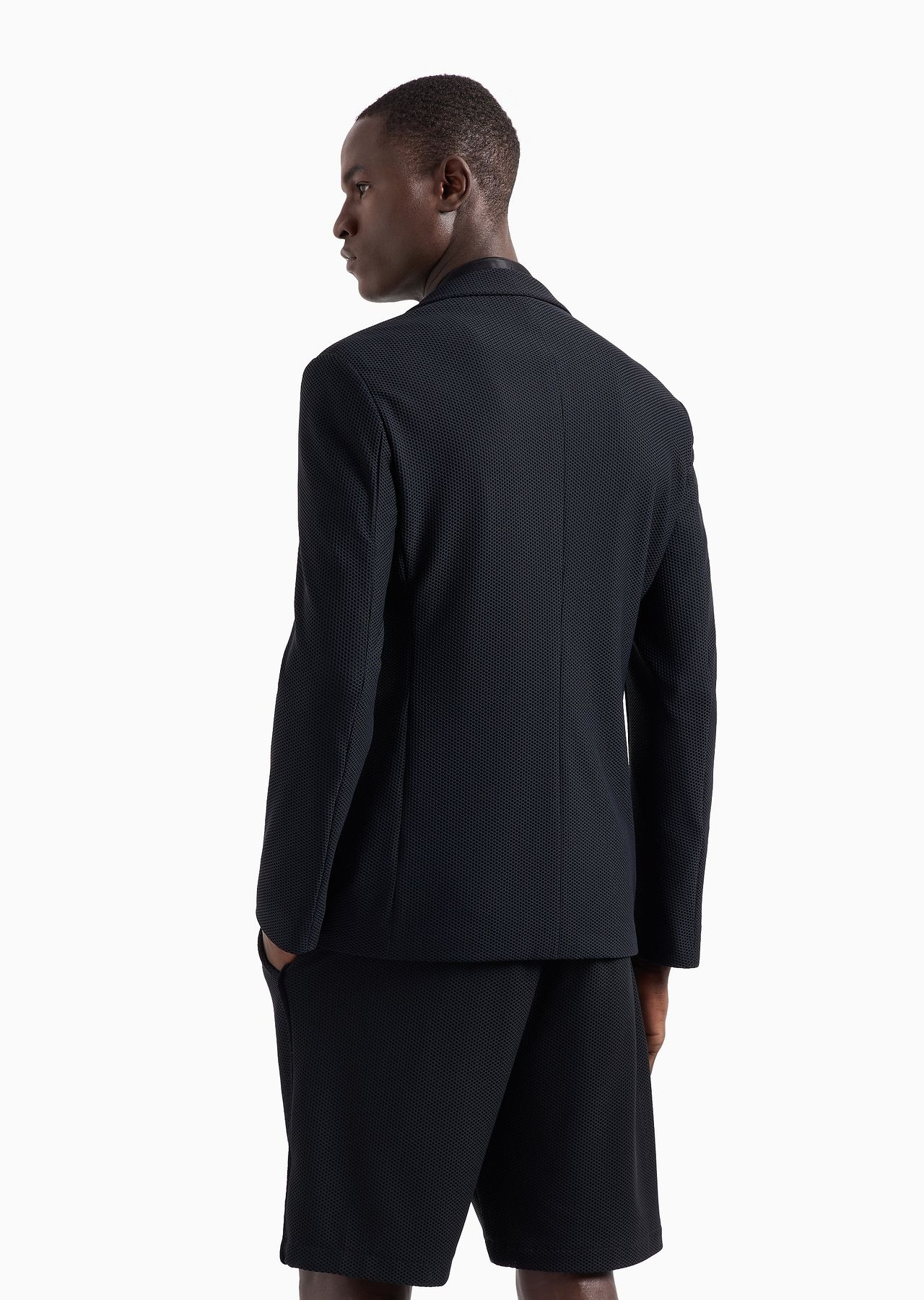 Single-breasted jacket in technical waffle fabric - 3