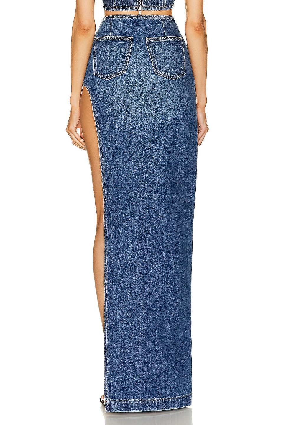 High Slit Denim Skirt - 4