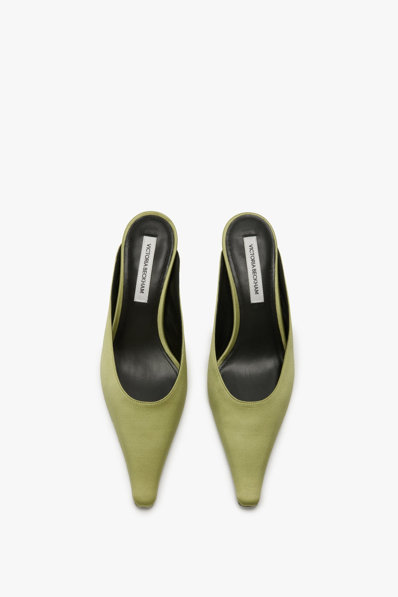 Sloan Mule In Pale Green Satin 4