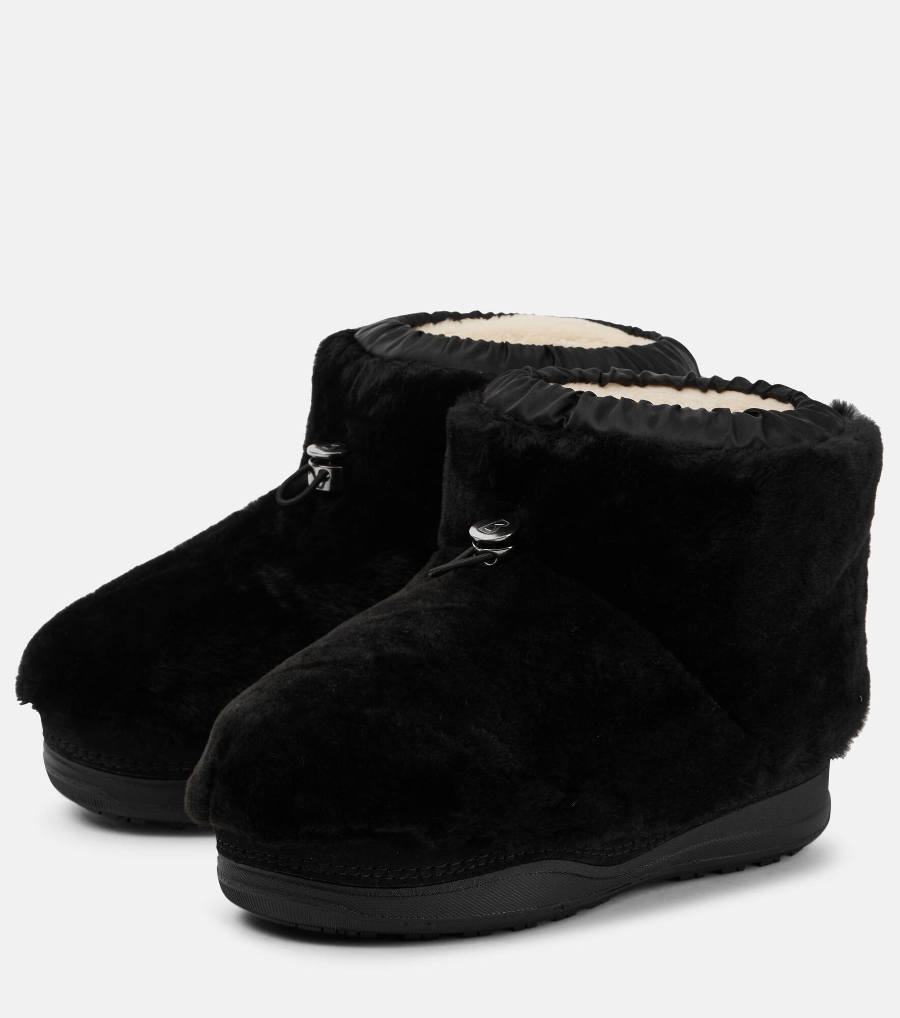 Shearling-trimmed leather ankle boots - 4