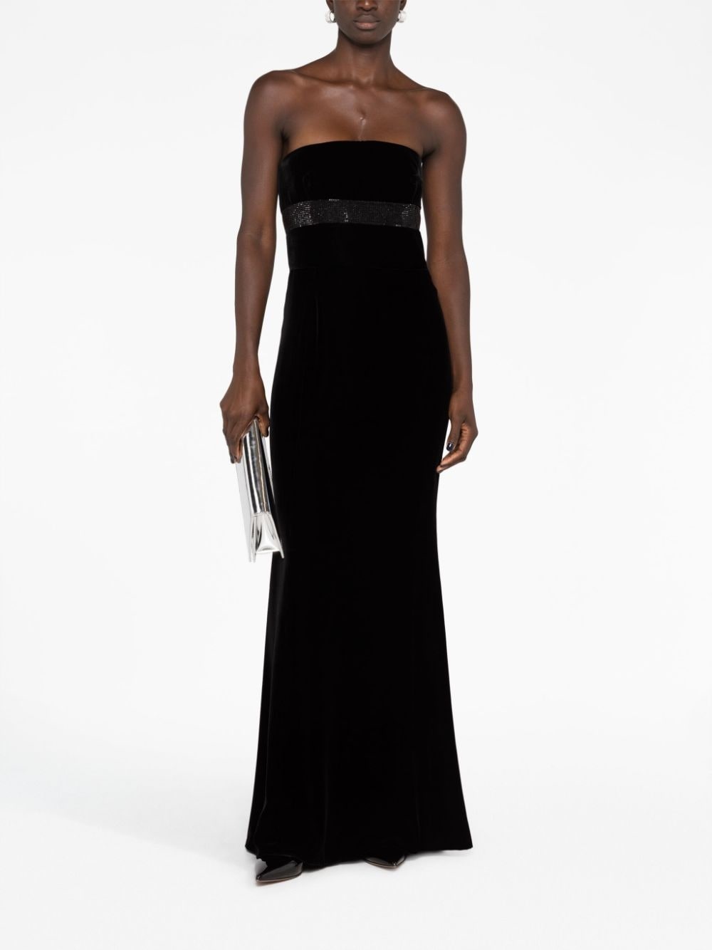 crystal-embellished velvet gown - 2