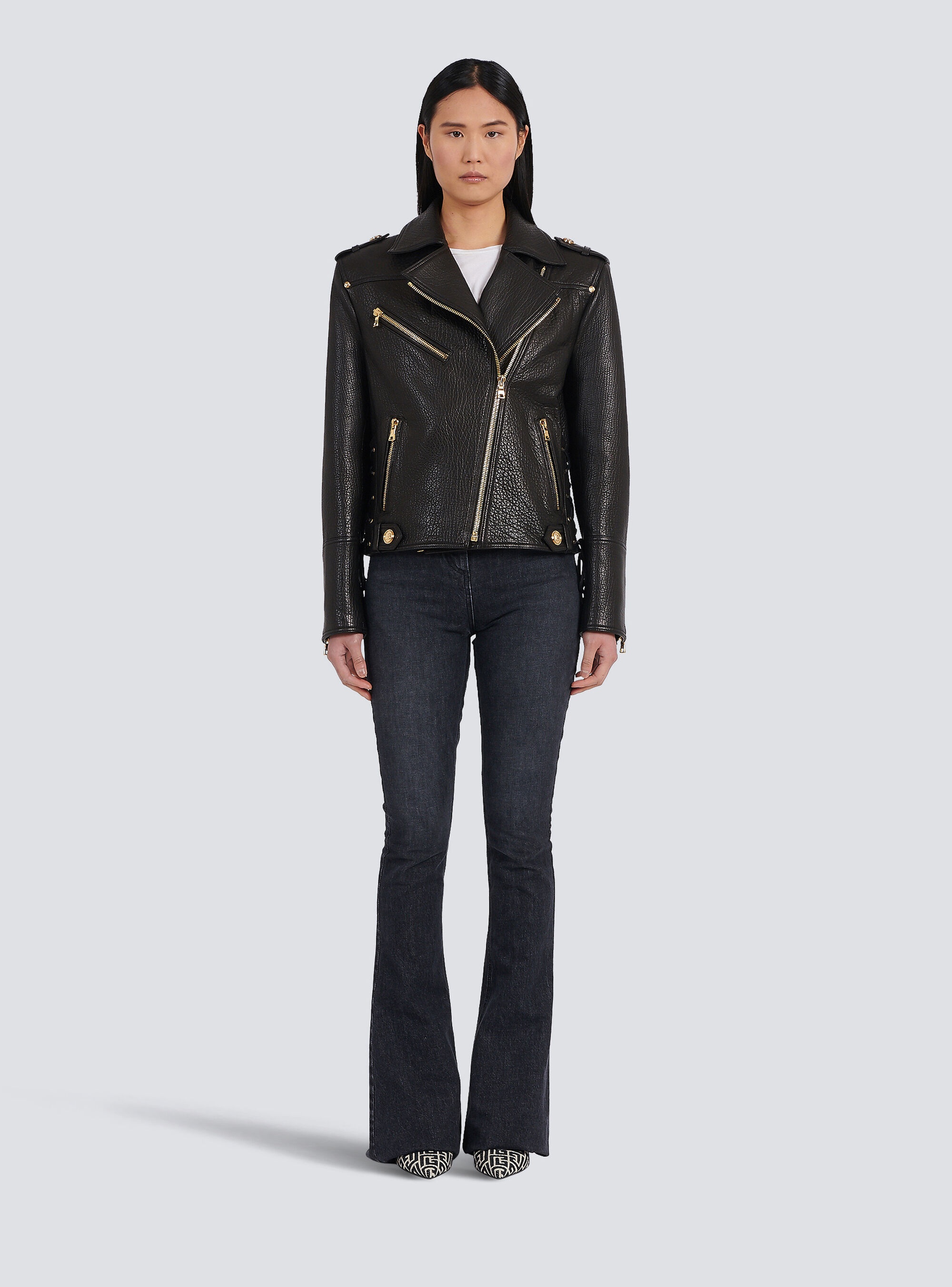 Leather lace-up jacket - 3