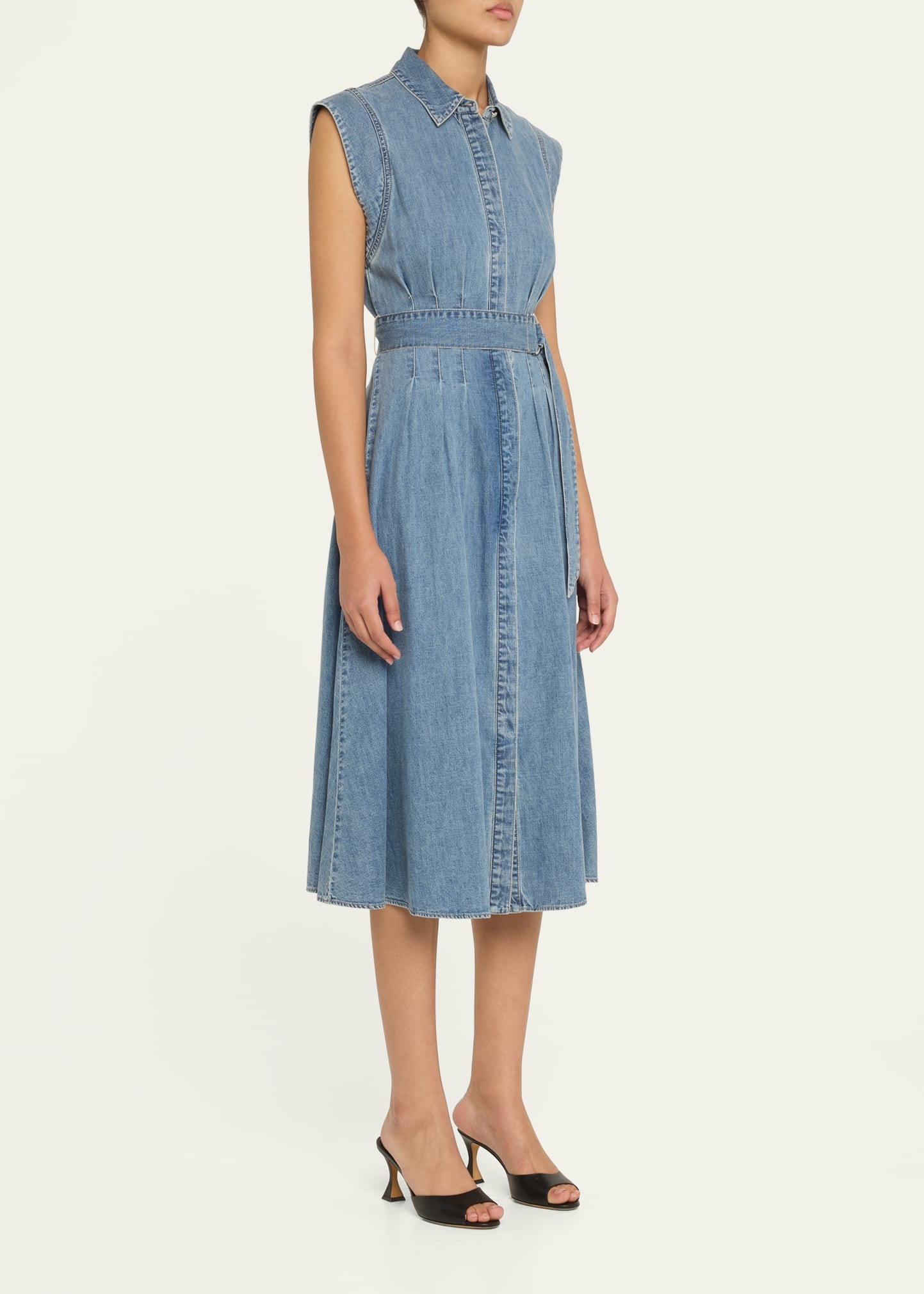 Loreta Belted Denim Midi Dress - 4