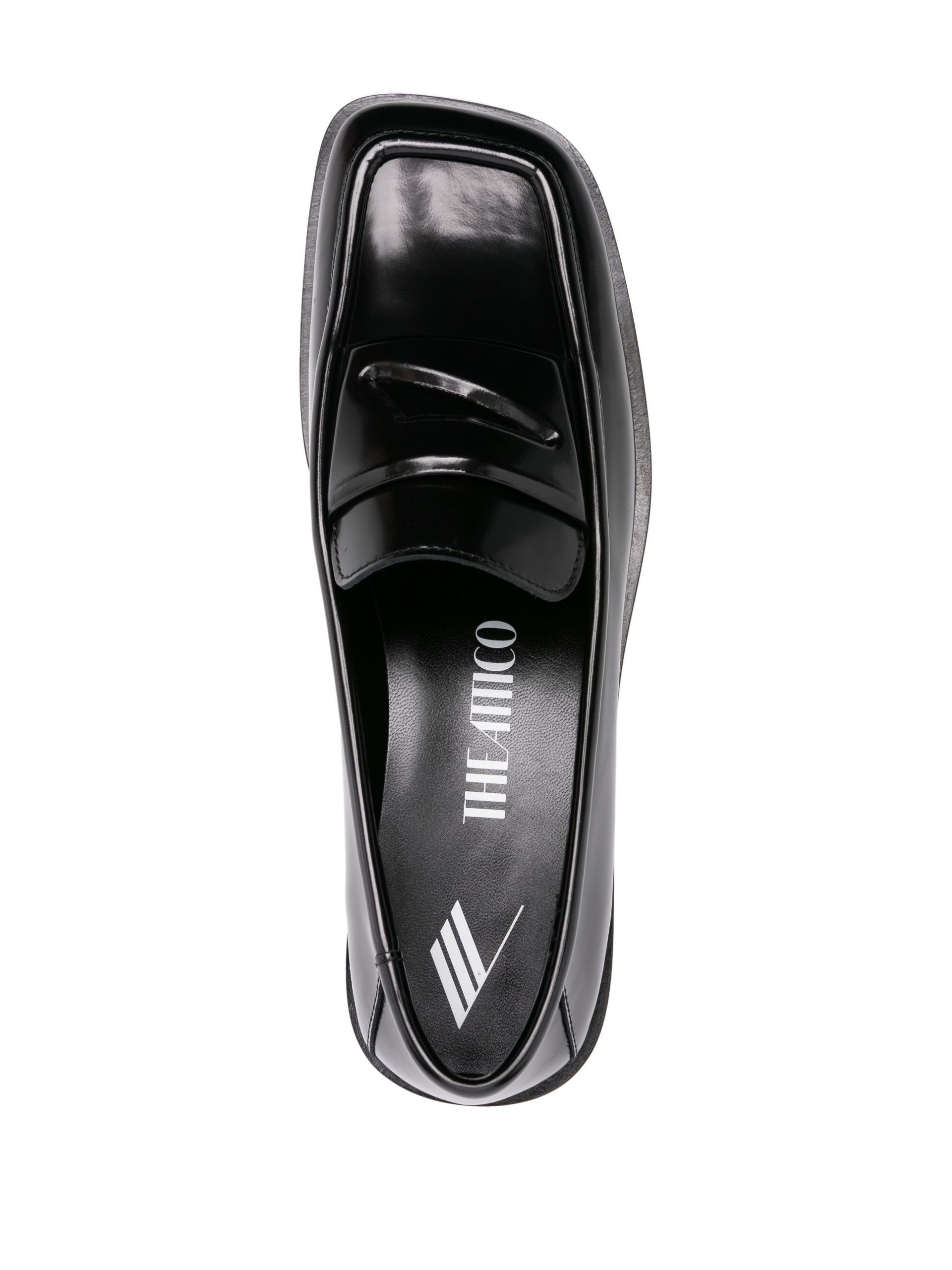 Black High-Shine Leather Loafers - 4