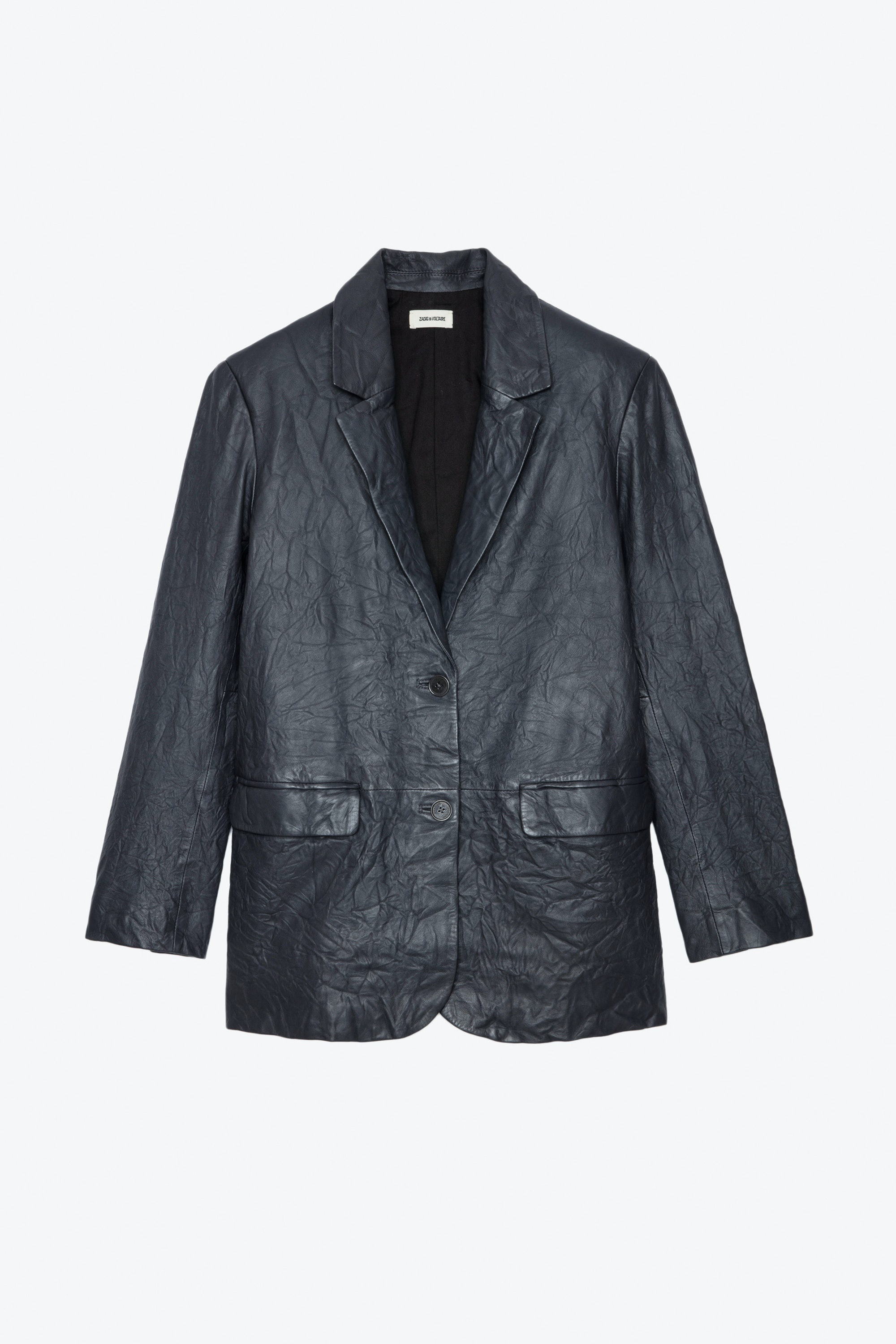 Venturi Crinkled Leather Blazer - 1