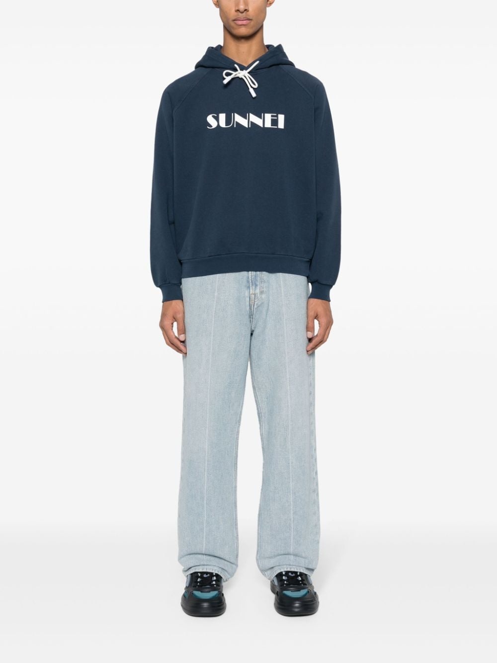 logo-print cotton hoodie - 3