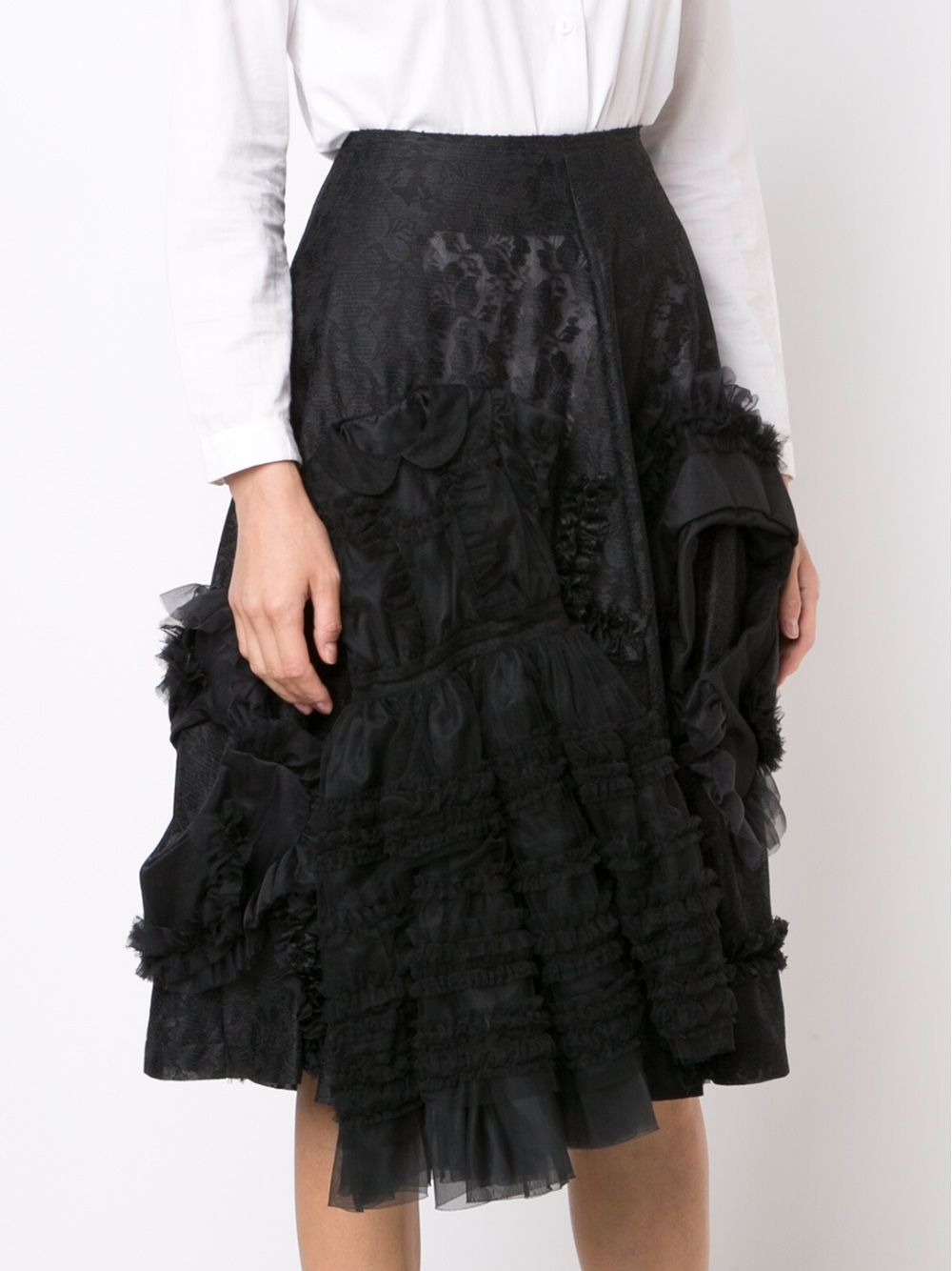 ruffled floral lace skirt - 3