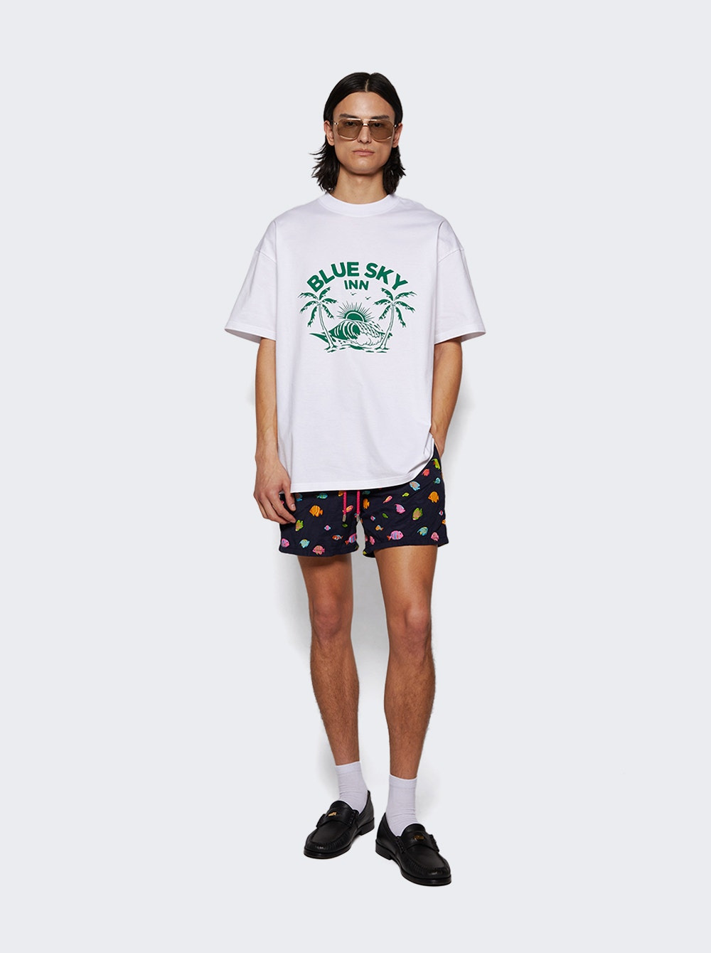 Embroidered Fishy Dance Swimshorts Bleu Marine - 5