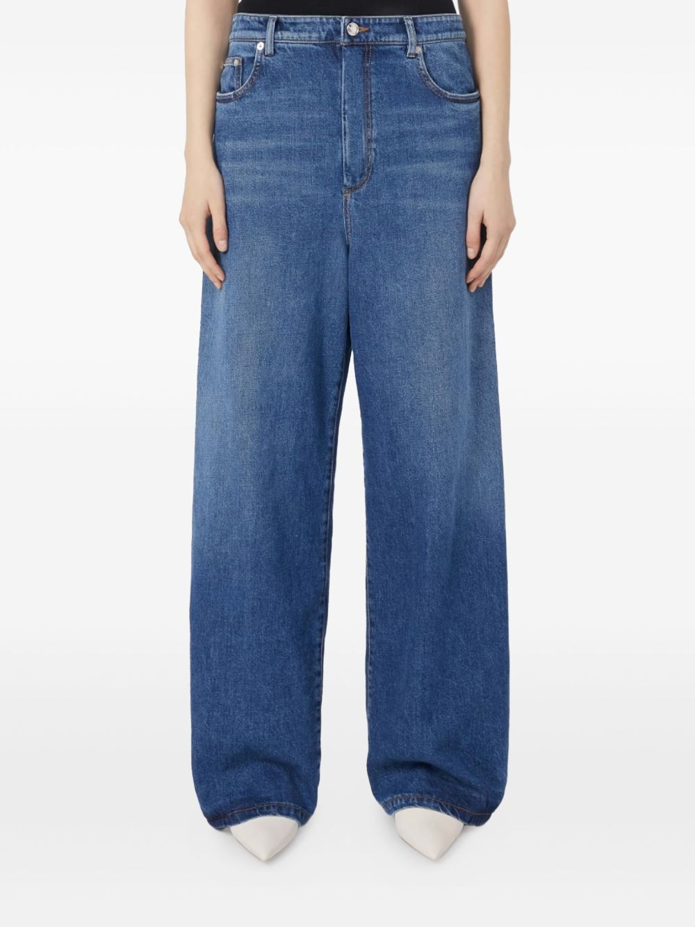 side-split wide-leg jeans - 2