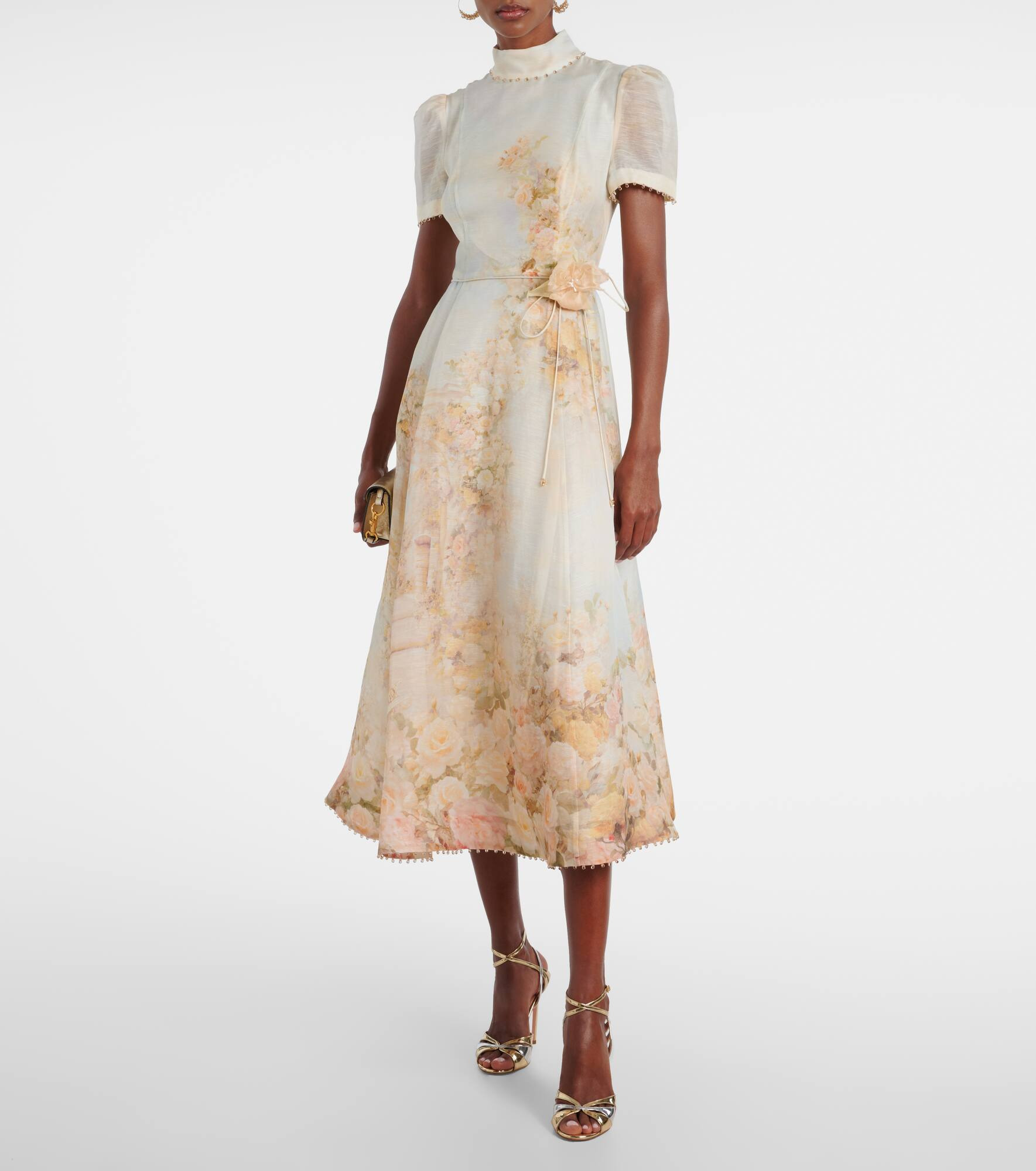 Memento floral linen and silk midi dress - 2